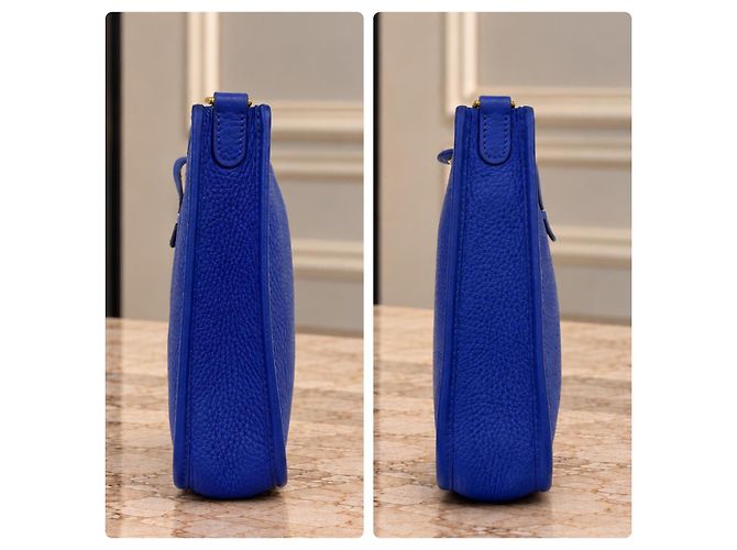 Hermès Evelyne TPM Borsa a tracolla in pelle Blue Clemence - vista 4