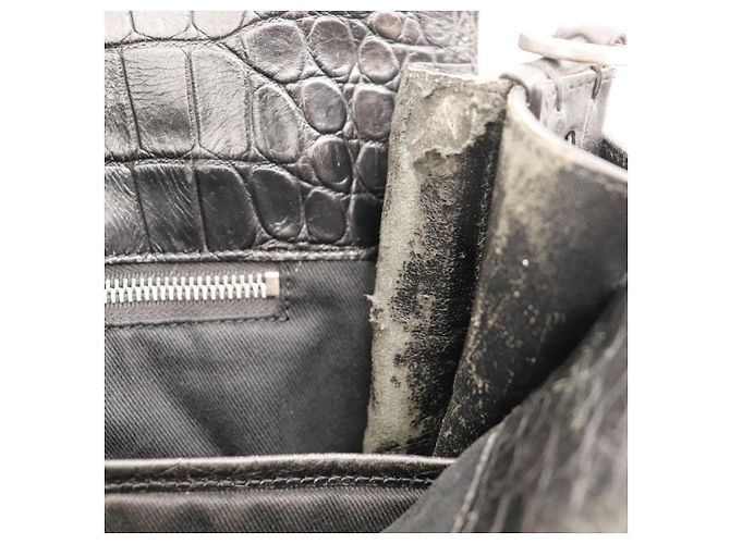 Autre Marque Borsa Tote Saint Laurent in pelle embossed coccodrillo nera - vista 10