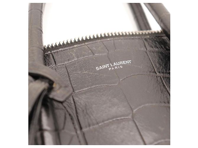 Autre Marque Borsa Tote Saint Laurent in pelle embossed coccodrillo nera - vista 7