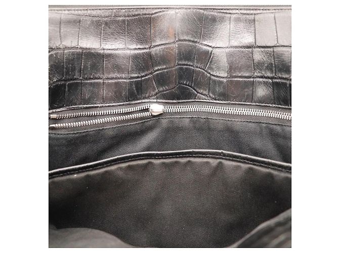 Autre Marque Borsa Tote Saint Laurent in pelle embossed coccodrillo nera - vista 9