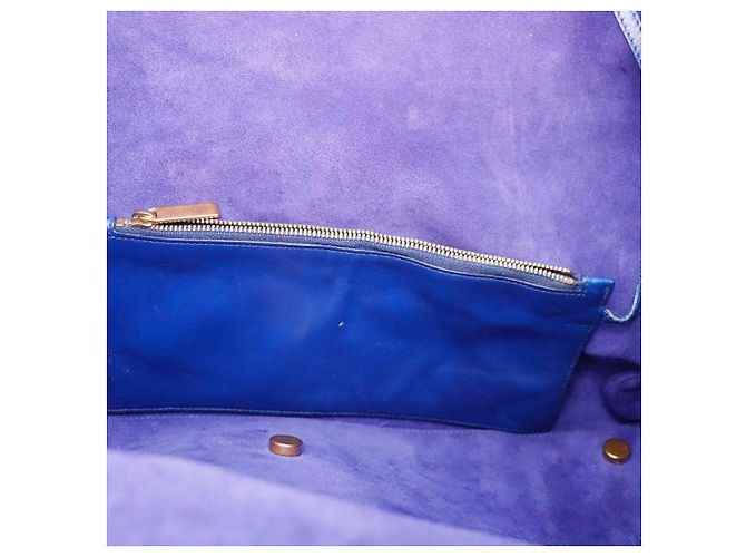 Autre Marque Borsa Tote Saint Laurent in pelle blu - vista 10
