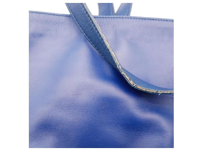 Autre Marque Borsa Tote Saint Laurent in pelle blu - vista 11