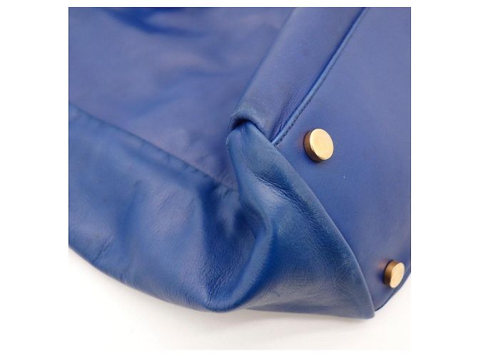 Autre Marque Borsa Tote Saint Laurent in pelle blu - vista 12