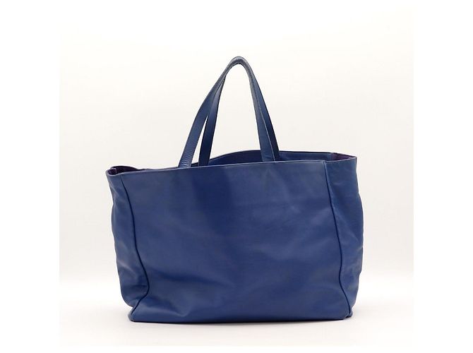 Autre Marque Borsa Tote Saint Laurent in pelle blu - vista 3