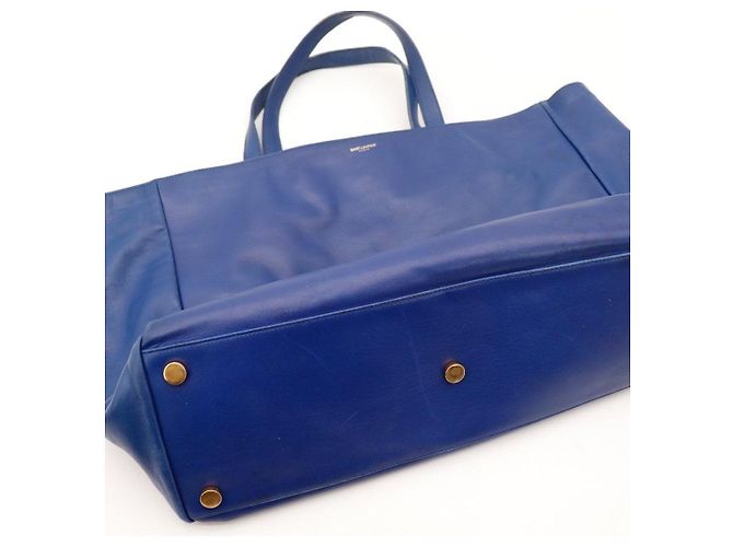 Autre Marque Borsa Tote Saint Laurent in pelle blu - vista 6