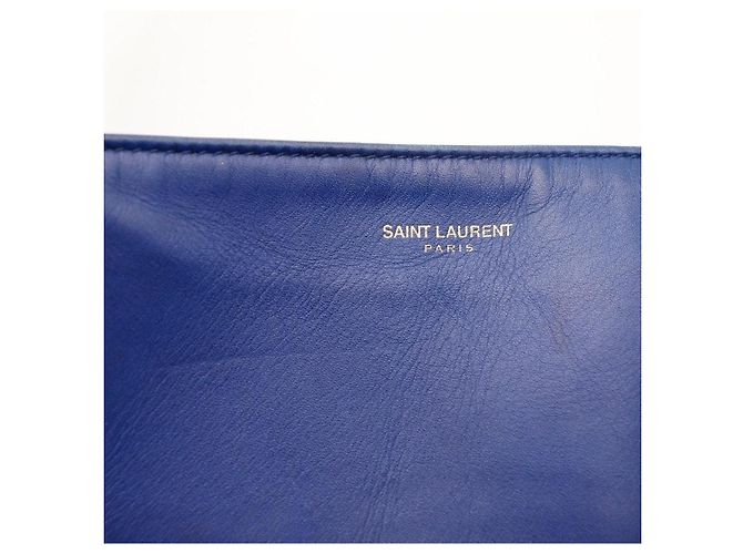 Autre Marque Borsa Tote Saint Laurent in pelle blu - vista 8