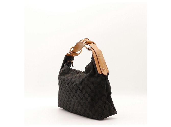 Borsa Hobo Gucci GG Monogram Canvas Leather Brown - vista 4