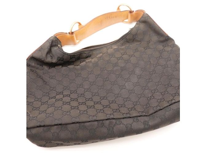 Borsa Hobo Gucci GG Monogram Canvas Leather Brown - vista 6