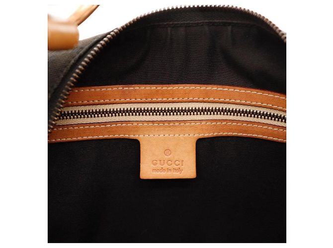 Borsa Hobo Gucci GG Monogram Canvas Leather Brown - vista 8