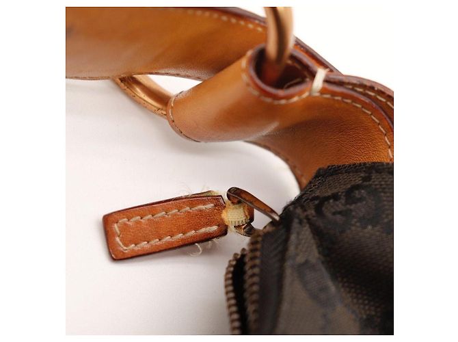 Borsa Hobo Gucci GG Monogram Canvas Leather Brown - vista 9