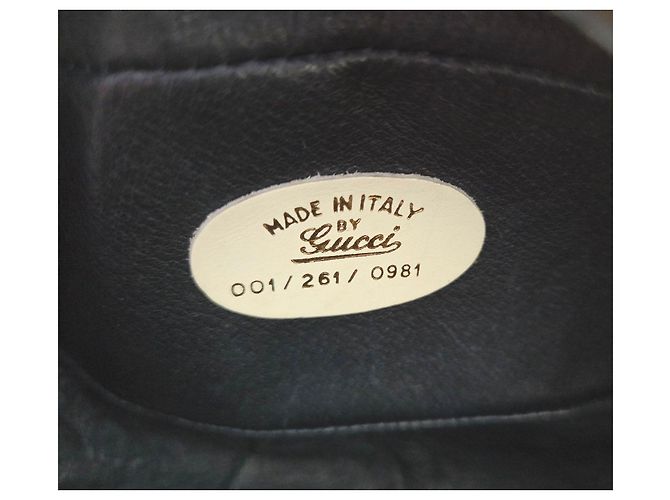 Borsa a tracolla Vintage Gucci in pelle blu navy e bianca - vista 4