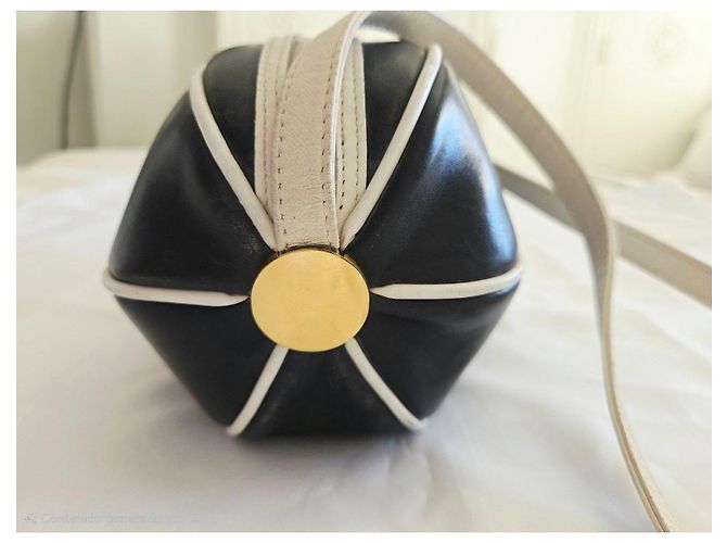 Borsa a tracolla Vintage Gucci in pelle blu navy e bianca - vista 7