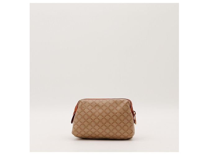 Céline Necessaire Celine Triomphe Canvas Leather Brown - vista 3