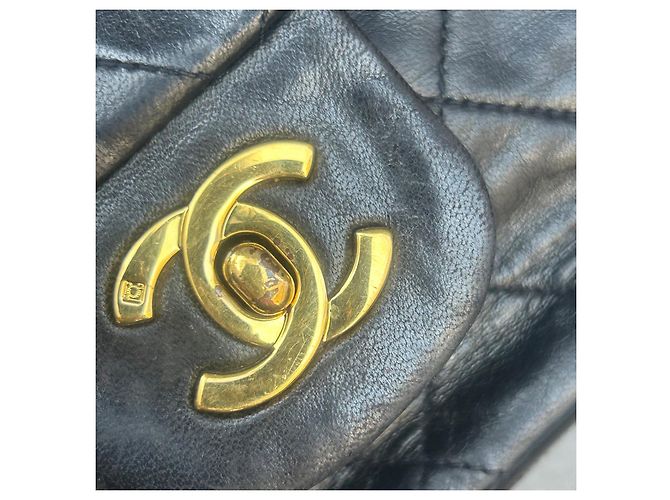 Borsa Chanel Vintage piccola dimensione 23 Double Flap in pelle d'agnello nera - vista 15
