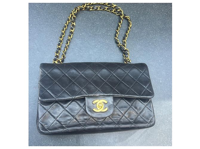 Borsa Chanel Vintage piccola dimensione 23 Double Flap in pelle d'agnello nera - vista 2