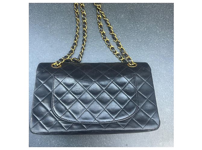Borsa Chanel Vintage piccola dimensione 23 Double Flap in pelle d'agnello nera - vista 4