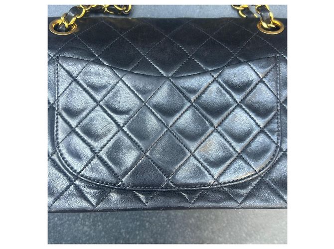 Borsa Chanel Vintage piccola dimensione 23 Double Flap in pelle d'agnello nera - vista 5