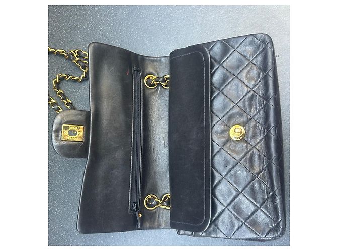 Borsa Chanel Vintage piccola dimensione 23 Double Flap in pelle d'agnello nera - vista 6