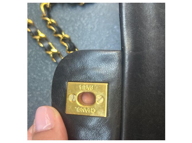 Borsa Chanel Vintage piccola dimensione 23 Double Flap in pelle d'agnello nera - vista 7