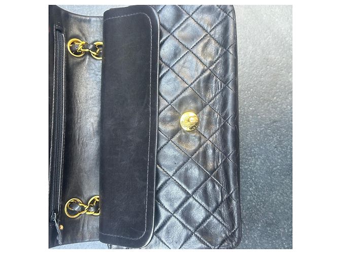 Borsa Chanel Vintage piccola dimensione 23 Double Flap in pelle d'agnello nera - vista 8