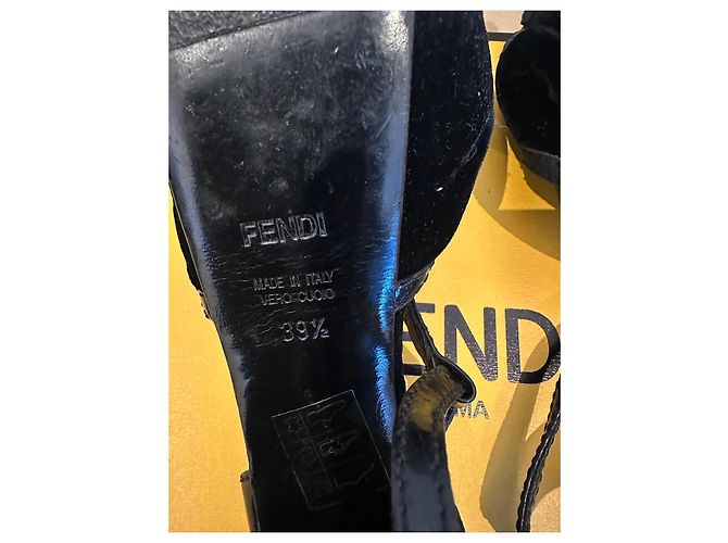 Fendi Sandali zeppa in velluto nero - vista 11