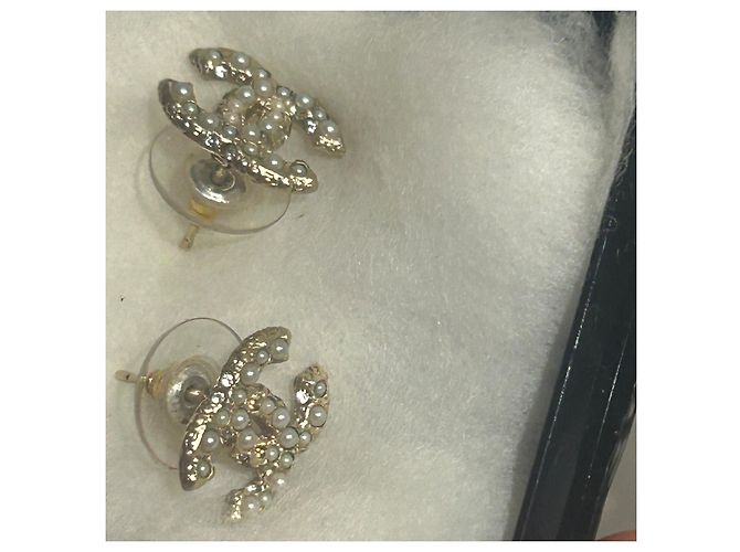 Pendientes Chanel CC Perlas Oro - vista 3
