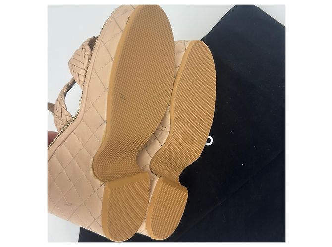 Sandali wedge in pelle beige da donna Chanel - vista 10