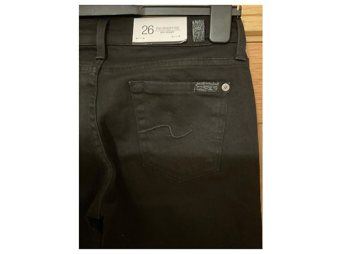 7 For All Mankind Vaqueros Slim Straight Negros Talla 26 - vista 2