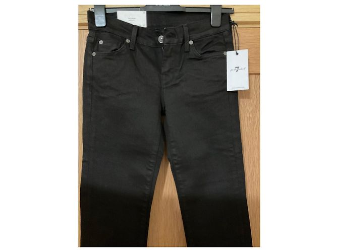 7 For All Mankind Vaqueros Slim Straight Negros Talla 26 - vista 3