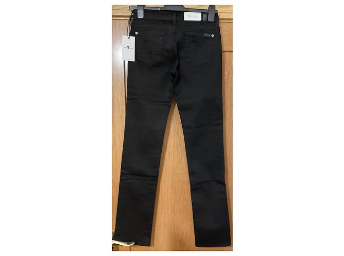7 For All Mankind Vaqueros Slim Straight Negros Talla 26 - vista 4