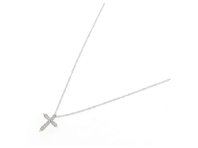 Autre Marque Collana Croce in Oro Bianco Au750 e Diamanti - vista 2