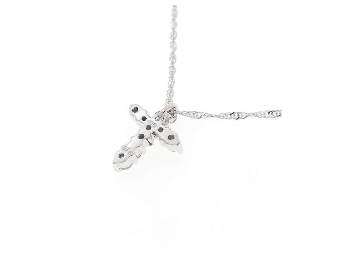 Autre Marque Collana Croce in Oro Bianco Au750 e Diamanti - vista 4