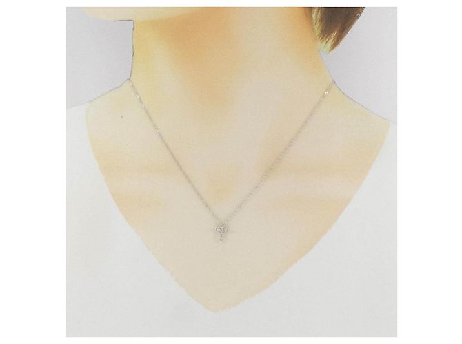 Autre Marque Collana Croce in Oro Bianco Au750 e Diamanti - vista 6