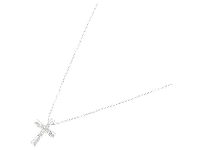 Autre Marque Collana Croce in Oro Bianco K10 e Diamanti - vista 2