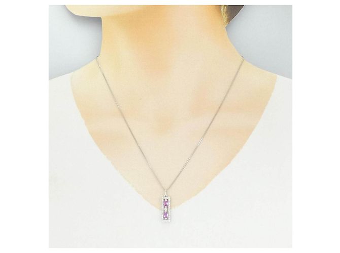 Autre Marque Collana in Pt900 Pt850 Zaffiro e Diamante - vista 6