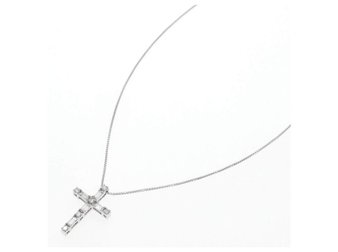 Autre Marque Collana Croce in Oro Bianco Au750 e Diamanti - vista 2