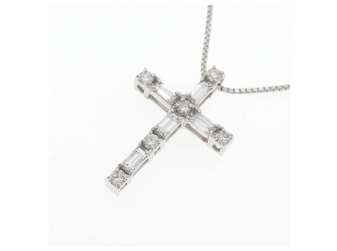 Autre Marque Collana Croce in Oro Bianco Au750 e Diamanti - vista 3