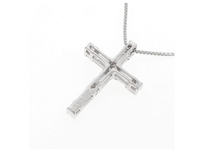 Autre Marque Collana Croce in Oro Bianco Au750 e Diamanti - vista 4