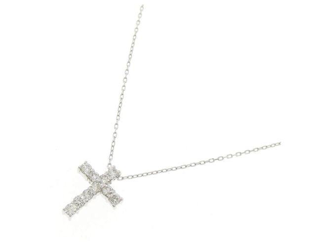 Autre Marque Collana Croce in Oro Bianco Au750 e Diamanti - vista 2