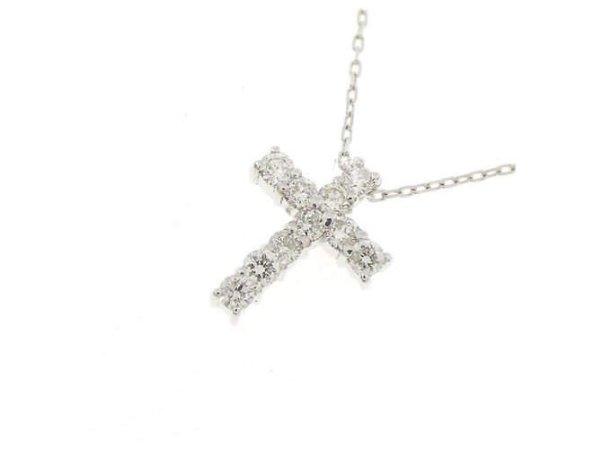 Autre Marque Collana Croce in Oro Bianco Au750 e Diamanti - vista 3