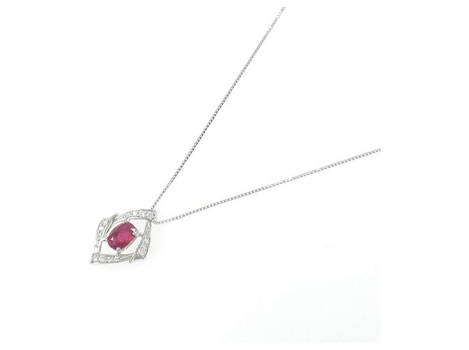 Autre Marque Pt900 Pt850 Ruby Diamond Necklace - view 2