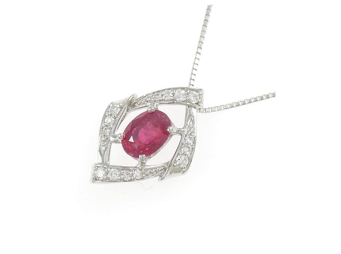 Autre Marque Pt900 Pt850 Ruby Diamond Necklace - view 3