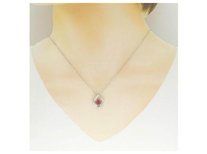 Autre Marque Pt900 Pt850 Ruby Diamond Necklace - view 6