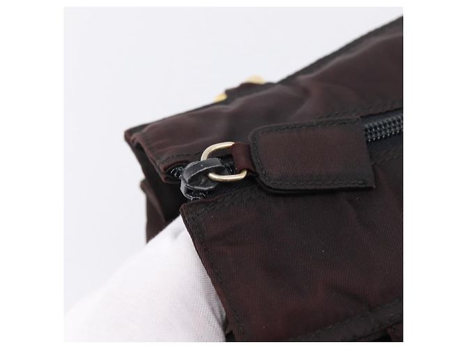PRADA Metal Handle Hand Bag Nylon Black - vista 10