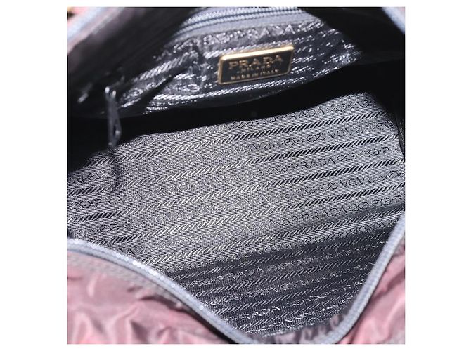 PRADA Metal Handle Hand Bag Nylon Black - vista 11