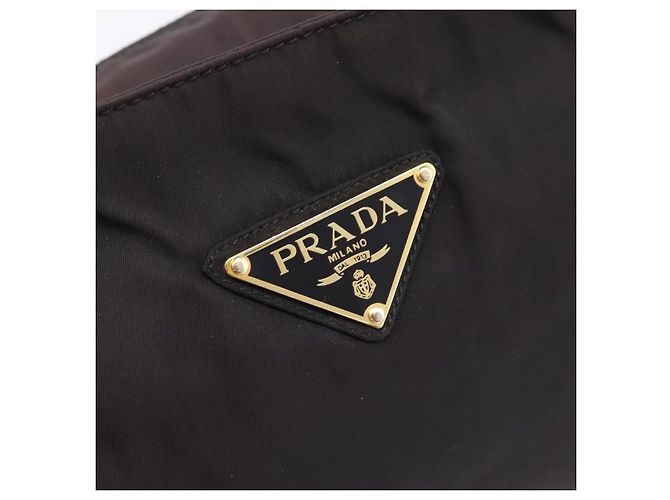 PRADA Metal Handle Hand Bag Nylon Black - vista 18