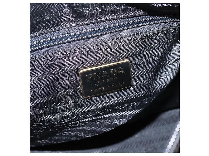 PRADA Metal Handle Hand Bag Nylon Black - vista 19