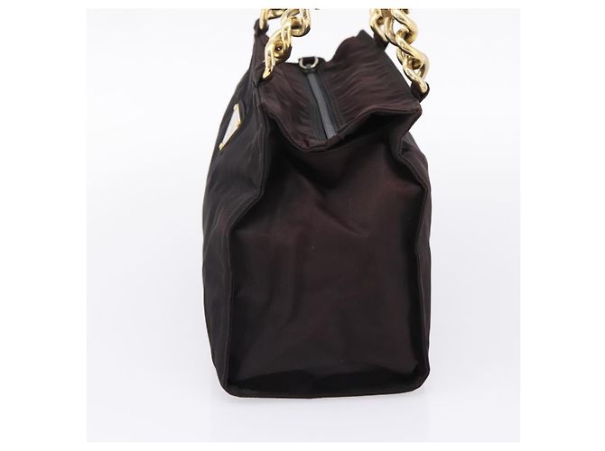 PRADA Metal Handle Hand Bag Nylon Black - vista 3