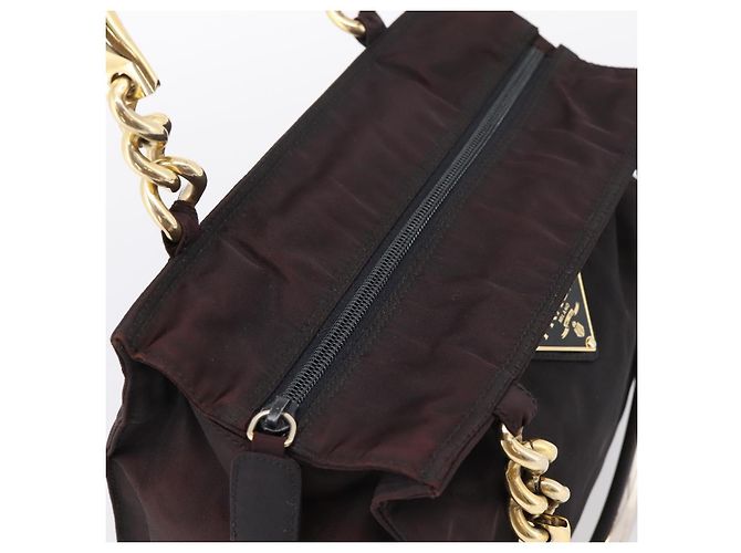 PRADA Metal Handle Hand Bag Nylon Black - vista 6