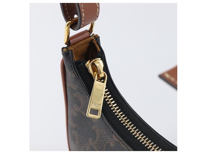 Céline CELINE Accessory Pouch PVC Leather Brown Gold Tone - vista 15